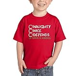 幼児/幼児Naughty Nice depends場合サンタはAsking – クリスマスTシャツ カラー: レッド