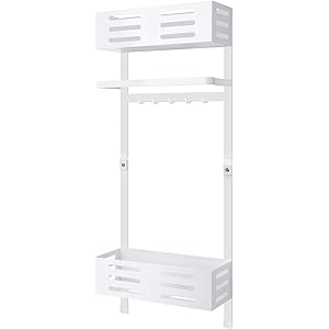 LITTLE HOTTIES 洗濯機 ラック ランドリーラック 横マグネット 収納ラック サイドラック 洗剤 収納 洗濯用品 取付簡単 ホワイト