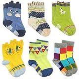 Allydrew Peek A Boo Animal Non-Skid Toddler Socks (Set of 6), Small by AllyDrew