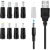 USB 電源ケーブル 変換プラグ付き 5V2Aアダプター変換器 1本5.5 * 2.1mm+8変換プラグセット3.5 * 1.35mm 4.0 * 1.7mm 4.8 * 1.7mm 5.5 * 1.7mm 5.5 *2.1mm 5.5 * 2.5m
