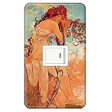 スイッチプレート カバー 西洋名画 アルフォンス・ミュシャ 四季-夏 1つ穴