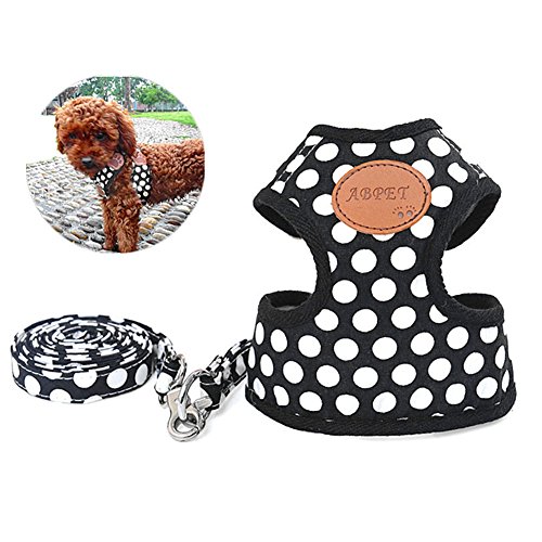 Petacc 犬用ハーネス 小型犬 犬用胴輪 胴輪 メッシュソフトハーネス ハーネス 引っ張り防止 お散歩お出かけ 簡単着脱 調節可能 通気性が抜群 ブラック (ブラック S)