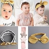 E-SHOP ベビー 用 ヘアバンド 3点セット 伸縮性 ウサギ 耳形 ヘルドバンド 新生児 赤ちゃん 出産祝い 内祝い お宮参り 誕生日 100日記念 こどもの日 記念撮影