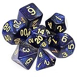 Yourandoll 7個 多面体のダイス サイコロ 16mm D20 D12 D10 D8 D6 D4 Dungeons and Dragons 、DND、 TRPG、 MTGなどテーブルゲーム用 (ブラック ブルー 星空)