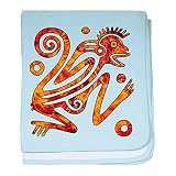 Truly Teague Baby Blanket Chinese New Year AztecスタイルFire Monkey 2016 カラー: ブルー