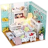 Dasukie DIY小屋 3Dパズル 装飾 ドールハウス LED付き　ミニチュア ドールハウス 手作りキットセット