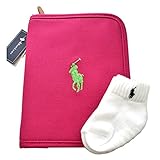 ラルフローレン RalphLauren 出産祝いに迷ったらこれ 母子手帳ケース & ベビーソックス 【ギフト包装 ショッパー付き】 安心の滑り止め付きソックス ピンク 刺繍グリーン