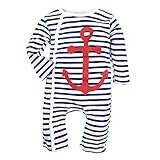 lukycild Baby Boyストライプロンパースコットンセーラーアンカージャンプスーツ カラー: ブルー
