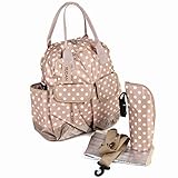 (ルダン)RUDAN マザーズバッグ 大容量 ショルダー リュック トート 3way ママバッグ (ドット柄（大）：ベージュ)