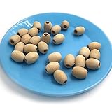 Kissteether 200pcs 木製のTeether 15mm 12mm（0.59 '' 0.47 ''）Ecofriendlyライスビーズボールストライプ型DIYアクセサリービーズ看護玩具 (