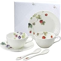 【NARUMIオリジナル包装済】NARUMI(ナルミ) カップ ソーサー セット ルーシーガーデン 210cc 2客セット スプーン付 ティー コーヒー 兼用 電子レンジ温め 食器洗浄機対応 96011-23132PAZ