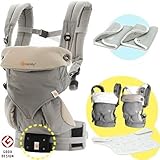 エルゴベビー （360スリー・シックスティ　グレー/ベビーウエストベルト付）【日本正規品2年間保証-SG認定付】(よだれパッド＋前抱き・対面抱き両用リバーシブルスタイ付）