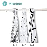 aden + anais (エイデンアンドアネイ) おくるみ 3枚セット バンブー SILKY SOFT ブランケット スワドル 出産祝い 【並行輸入品】 F Midnight