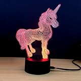 テーブルランプ3D創造性光るユニコーンLEDナイトライトベッドルームベッドサイドランプホリデーギフト,Red