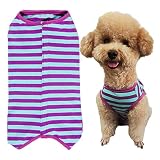 KUVEELA PET 術後服 犬 服 犬用品 術後ウェア 術後カバー服 エリザベスカラーの代わる 保護服 雄 雌兼用 避妊 離乳 傷口保護 皮膚病 通気 夏用 小型犬 中型犬（Ｍ、パープルブルー）