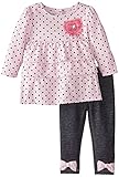 Watch Me Grow! by Sesame Street Baby-Girls Newborn 2 Piece Dot Heart Legging Set Blush Bride 3-6 Mon