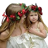 Domybest子供　花冠　フラワーヘアバンド　大人　子供　2点セット　ヘッドドレス ヘアアクセサリー 　結婚式　子供用　髪飾り 女の子 　キッズ 髪飾り 花かんむり ウェディング フラワー ヘッド　