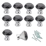 HOSL 10ピースブラックダイヤモンド形状クリスタルガラスキャビネットノブ食器棚引き出しプルハンドル/ Great for戸棚、キッチンとバスルームキャビネット、シャッター、など( 30 mm )