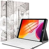 iPad 10.2 第7/8/9世代 レザーケースキーボードタッチパッド付き モデル番号 A2200 A2198 A2197 A2270 A2428 A2429 A2430など対応 リモートワーク最適 在宅勤務 (タッチパッドキーボード/ホワイト, タワー)