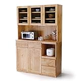 LOWYA （ロウヤ） 〈国産〉キッチン 食器棚 蒸気を吸水 調湿 モイス加工 耐震ラッチ 日本製 コード穴 木製 レンジ台 ガラス扉 幅120cm 高さ182cm ナチュラル おしゃれ