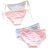 Masonanic しましま ボーダー パンツ コスプレ レディースショーツ 下着 縞パン 紐パン セクシー アニメ 4枚セット (ピンク＋水色)