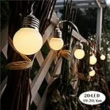 太陽電球ライトストリング6メートル20ライト（暖かい白色光） 防水 室内外 結婚式 庭対応 ledストリングライト