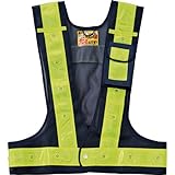 緑十字 多機能LED安全ベスト 紺/赤発光/黄反射 フリーサイズ メッシュ生地 238099