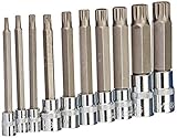 J&R Quality Tools 4-Inch Extra Long XZN Triple Square Spline Bit Socket Set, S2 Steel | 10-Piece Set