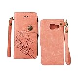 Galaxy A3 2016 ケース,COOSTOREJPレトロエンボス加工ローズFlorals PUレザーケース磁気カードウォレット+取り外し可能な手首ストラップのデザインは、に適用するSamsun