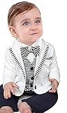 (カエナリエ) Kaenarie 男の子 べビー カバーオール フォーマル スーツ タキシード 風 ボーダー ベスト (95)