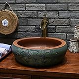 GYP 盆地セラミック盆地高温磁器シンクウォッシュ盆地厚くするレトロ ( 色 : A )