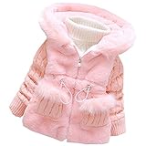子供の女の子の赤ちゃんのコットンコート冬暖かいジャケット・アウターウェア (4 歳(身長110cm), ピンク)