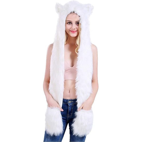 Amazon.co.jp: [Vovoo] レディース手袋付きアニマル帽子マフラー