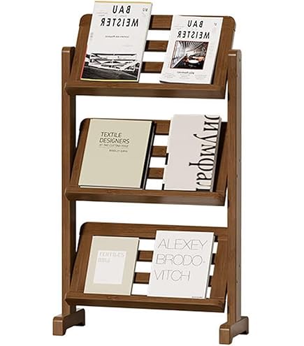 Amazon｜天然木マガジンラック 木製マガジンラック 5段ブックスタンド