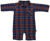 アンナニコラ ダブルガーゼ 衿付き長袖チェックロンパース 70cm ネイビー AN10-33K 日本製