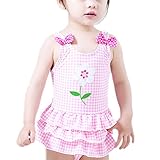 WIN 水着 女の子 キッズ 女児 セパレート かわいい スイミング ウェア ボーダー スカート ストライプ セパレート キッズ タンキニ 女児 ジュニア (7~8歳, B)