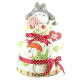 おむつケーキ トトロ 2段 出産祝い ベビーギフト タオル ガラガラ ぬいぐるみ ジブリ ネコバス totoro12