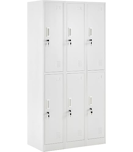 6人用ロッカー　鍵　スペアキー付き　スチール　幅90cm 高さ88.5cm Amazon.co.jp: ロッカー 6人用 3列2段 スチールロッカー オフィス