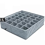 Pangyi 竹炭 収納ボックス 下着 収納 30格 仕切り 吸湿 抗菌 衣類整理ケース グレー