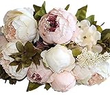 (シャイニング ガールズ) ボタン造花 室内インテリア 牡丹の花束 人工花 (色浅い)