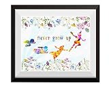 uhomate Peter Pan Never Grow Upホームキャンバス印刷ウォールアート記念ギフトベビーギフトインスピレーション引用符壁装飾リビングルームベッドルームバスルームアートワークc0