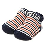 HELLOロゴ入りボーダーカップソックス オレンジ 9-11cm