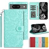 Google Pixel 8A ケース 手帳型 グーグルピクセル8A ケース 手帳型 ピクセル8A ケース 手帳型 軽量 薄型 高级PUレザー 携帯カバー ピクセル8A スマホケース Pixel8A カード収納 スタンド機能 ストラップ付 Googleピクセル8A ケース 手帳型 グーグルピクセル8A カバー 花柄 耐衝撃 落下防止 全面保護 耐摩擦 ぐーくるぴくせる 8A ケース - 緑