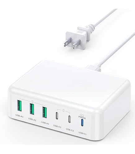 Amazon | USB コンセント合計100W 6ポート USB C 急速充電器 AC