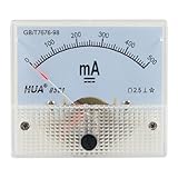 uxcell 　アナログ電流計　インストール部品　クラス2.5精密さ DC 0-500mA