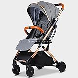 (crosmall) ベビーカー　背面ベビーカー 軽量 ハイシート コンパクト　機内持ち込み可　バギー　カバー　夏·冬シート付き (灰色)