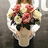 LifeStar 造花 人工観葉植物 お世話のいらない 癒し 観葉植物 インテリア 人工 鉢植え 装飾 本物みたい プレゼント 贈り物 結婚式 パーティー ローズ 多色バラ混ぜ合わせの造花 かわいい 