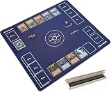 Dnoymab フルサイズ プレイマット カードゲーム 厚さ3mm ラバー プレイマット 2人用 滑り止め 収納バッグ き 60×60cm（灰青）