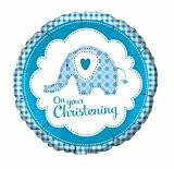 Boy Elephant Christening Foil Balloon by Creative Party