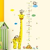 モンキーキリンキッズ高さ動物デカール装飾壁ステッカーチャートメジャーGrowth